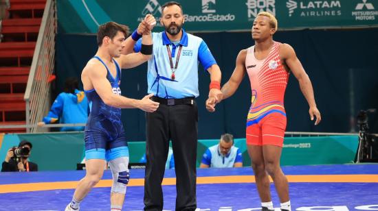 Jeremy Peralta (derecha), durante su participación en los Juegos Panamericanos de Santiago, el 3 de noviembre de 2023.