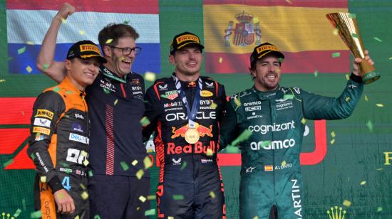 El podio del GP en Brasil el domingo 5 de noviembre de 2023.