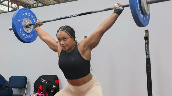 Neisi Dajomes, durante un entrenamiento en Quito, en noviembre de 2023.