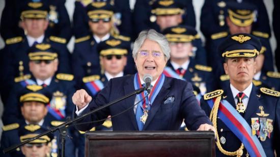 El presidente Guillermo Lasso en un evento de la Fuerza Aérea Ecuatoriana, el 27 de octubre de 2023.