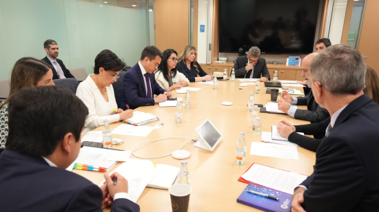 Reunión del presidente electo, Daniel Noboa, con el Fondo Monetario Internacional, en Washington, el 6 de noviembre de 2023. 