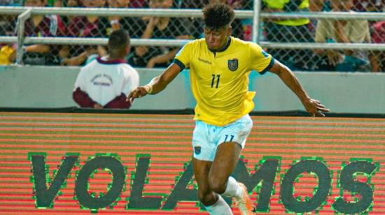 Kevin Rodríguez, durante el partido de Ecuador ante Venezuela por Eliminatorias, el 16 de noviembre de 2023.