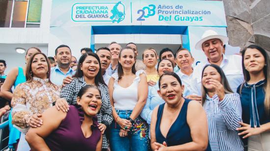 Marcela Aguiñaga, prefecta del Guayas, durante la inauguración del programa de Bachillerato Acelerado.