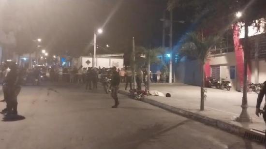 Escena del crimen ocurrido en Portoviejo el 20 de noviembre de 2023.