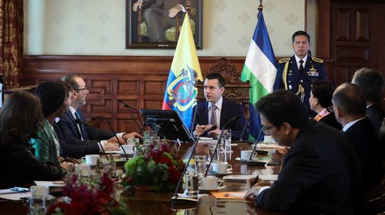 El presidente Daniel Noboa se reunió con el titular de la CAF, el 24 de noviembre de 2023.