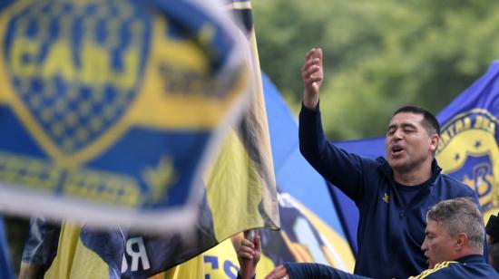 Juan Román Riquelme  en la manifestación de protesta contra la suspensión de las elecciones de Boca, el 3 de diciembre de 2023.