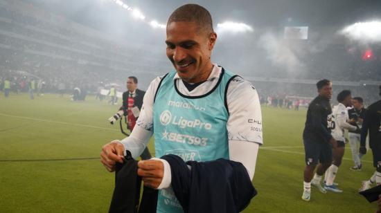 Paolo Guerrero, en la final de la LigaPro entre Liga de Quito e Independiente del Valle, el 17 de diciembre de 2023.