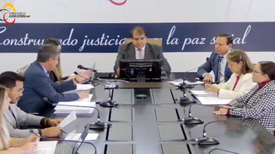 Álvaro Román dirige la sesión del Consejo de la Judicatura el 19 de diciembre de 2023.