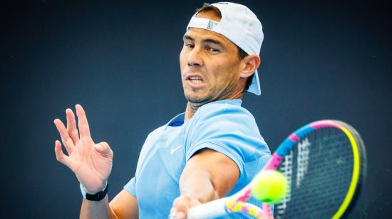 Rafael Nadal entrenando en Brisbane, jueves 28 de diciembre de 2023.