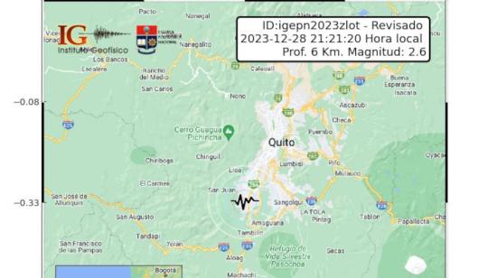 Imagen del IG sobre el sismo en Sangolquí, el 28 de diciembre de 2023.