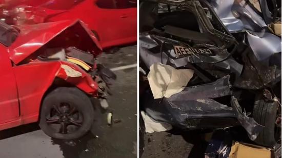 Así quedaron algunos carros tras el accidente en la av. De los Shyris.