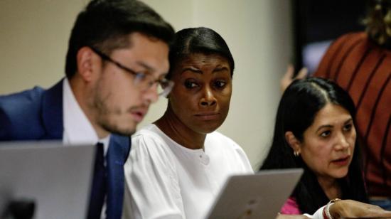 La fiscal Diana Salazar en una audiencia del caso Metástasis, en Quito, el 14 de diciembre de 2023.