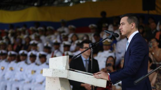 El presidente Daniel Noboa el 15 de diciembre de 2023, en un evento en Salinas.