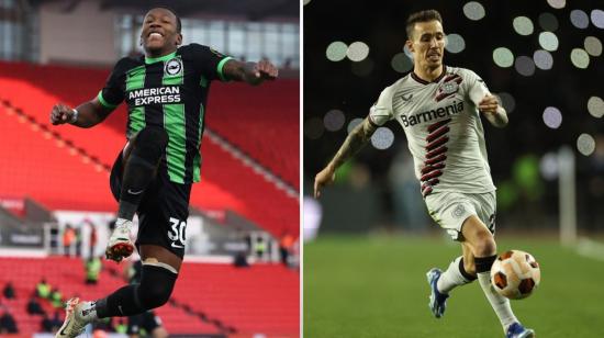 Pervis Estupiñán, jugador del Brighton y Alejandro Grimaldo, jugador el Bayer Leverkusen.