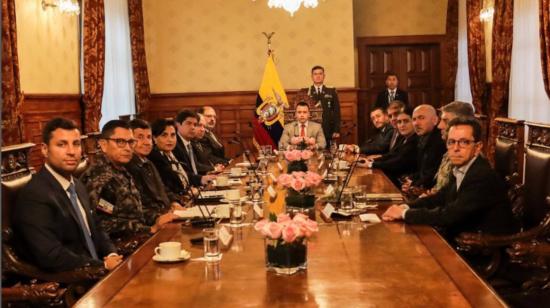 El presidente Daniel Noboa dirige la reunión del Consejo de Seguridad (Cosepe). Quito, 9 de enero de 2024