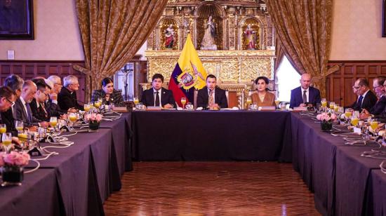 Reunión del cuerpo diplomático acreditado en el país, con el presidente Daniel Noboa. Quito, 10 de enero de 2024