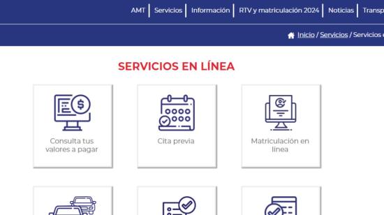 Servicios en línea de la Agencia Metropolitana de Tránsito.