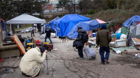Un campamento de personas sin hogar en Washington, EE.UU., donde consumen fentanilo, 11 de marzo de 2023.
