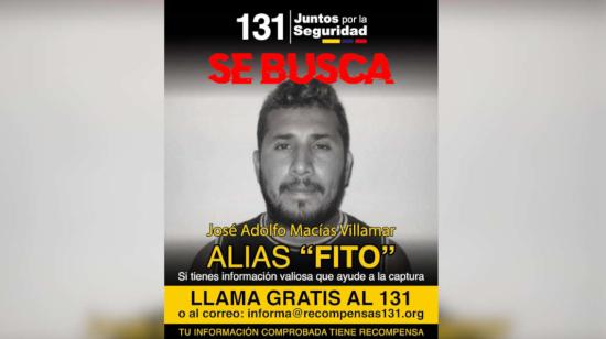  Imagen tomada de la cuenta en X de las Fuerzas Armadas de Ecuador que muestra el cartel de requerimiento de José Adolfo Macías Villamizar, alias Fito.