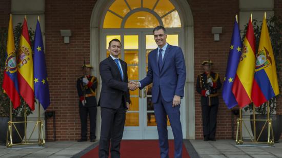 El presidente del Gobierno español, Pedro Sánchez, recibió al mandatario ecuatoriano Daniel Noboa, el 24 de enero de 2024.