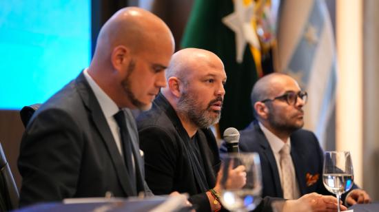 Miguel Ángel Loor, presidente de LigaPro, durante el Consejo de Presidentes de este 2 de febrero de 2024.