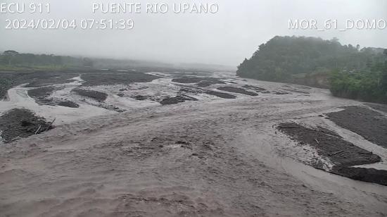 El Ecu 911 Macas monitorea un incremento gradual de caudal en el río Upano, este 4 de febrero del 2024.