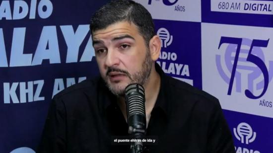 El alcalde de Guayaquil, Aquiles Alvarez, en su enlace radial del 7 de febrero de 2024.