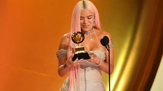 Karol G durante la entrega de los premios Grammy en Los Ángeles, 4 de febrero de 2024.