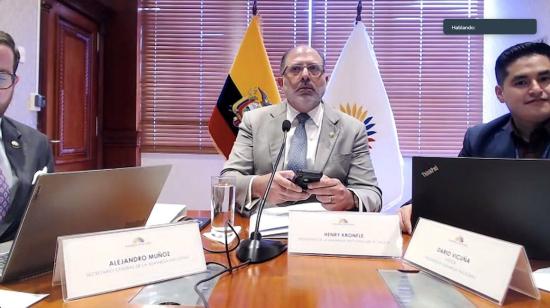 El presidente de la Asamblea Nacional, Henry Kronfle, durante la sesión virtual del 9 de febrero de 2024.