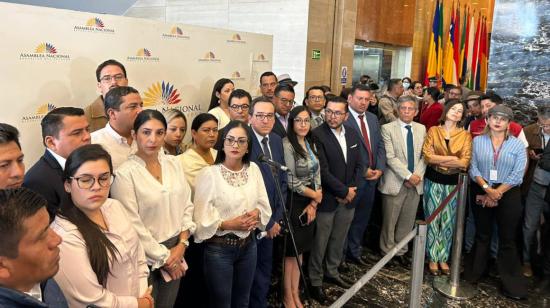 Rueda de prensa legisladores del bloque de la Revolución Ciudadana. Quito, 15 de febrero de 2024