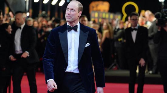 El príncipe de Inglaterra, William, a su llegada a los premios Bafta, en Londres, el 18 de febrero de 2024.