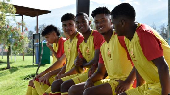 Los jugadores de Aucas luego de un entrenamiento en Puembo para la Copa Libertadores Sub 20, el 27 de febrero de 2024.