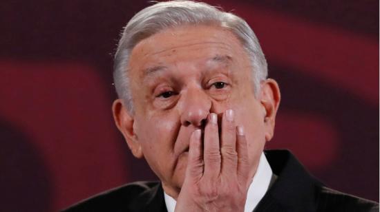 El presidente de México, Andrés Manuel López Obrador, en su conferencia habitual, este 22 de febrero de 2024.