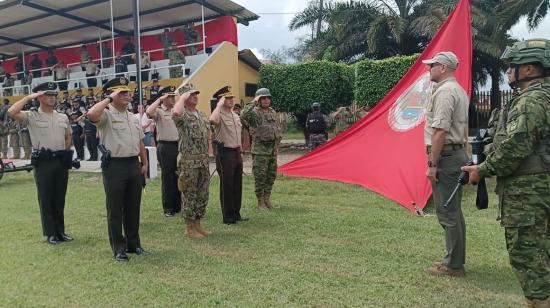 El ministro ecuatoriano de Defensa, Gian Carlo Loffredo, en una ceremonia militar en febrero 2024.