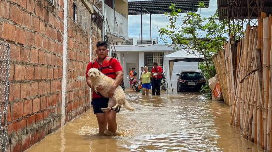 Inundación en Chone, Manabí, el 21 de febrero de 2024.