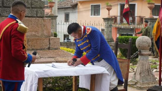 Conmemoración de la Batalla de Tarqui en el Museo de la Defensa en Cuenca, el 26 de febrero de 2024.