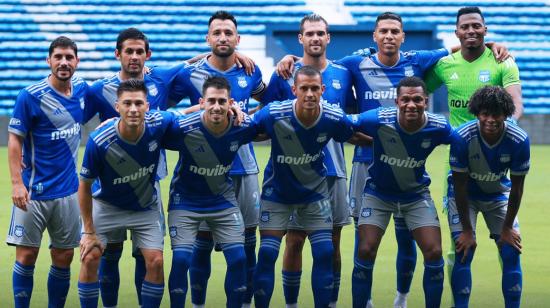 Jugadores de Emelec, durante un partido el 10 de febrero de 2024.