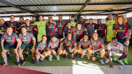 Jugadores de Mushuc Runa, durante un entrenamiento, el 27 de enero de 2024.