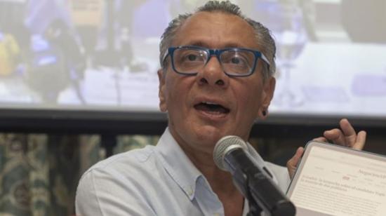 El exvicepresidente de Ecuador, Jorge Glas, en una rueda de prensa. 