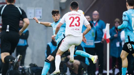 Piero Hincapié, durante el partido del Bayer Leverkusen ante el Colonia, el 3 de marzo de 2024.