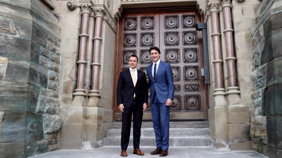 El presidente Daniel Noboa y Justin Trudeau, primer ministro de Canadá. 5 de marzo de 2024