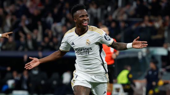 Vinicius Jr., durante el partido del Real Madrid ante el RB Leipzig por la Champions League, el 6 de marzo de 2024.