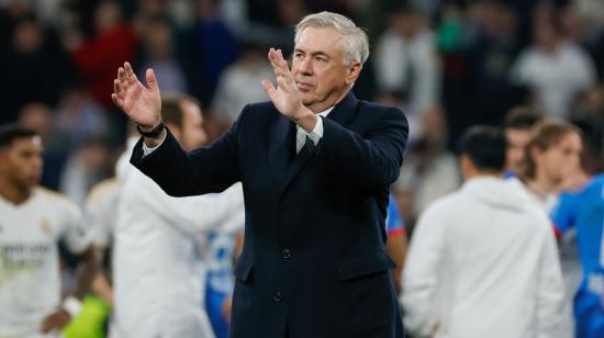 Carlo Ancelotti, tras el partido del Real Madrid por la Champions League, el 6 de marzo de 2024.