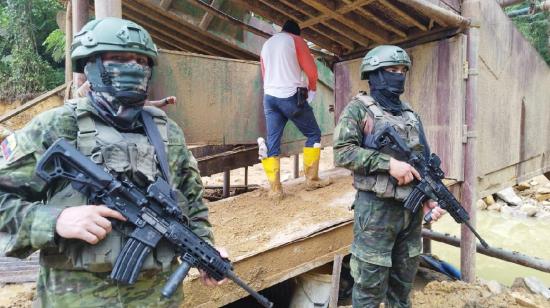 Campamento de minería ilegal desmantelado en Santa Rosa el 7 de marzo de 2024.