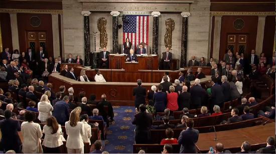 El presidente de Estados Unidos, Joe Biden, en su discurso en el Congreso el 7 de marzo de 2024.