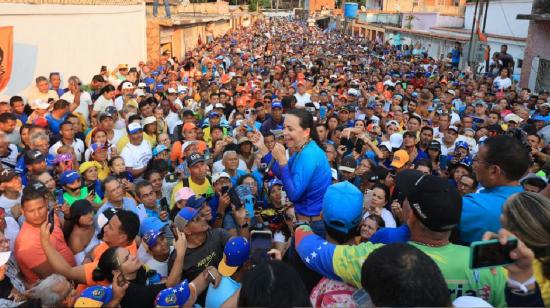 María Corina Machado, opositora venezolana, en un evento de campaña el 13 de marzo de 2024.