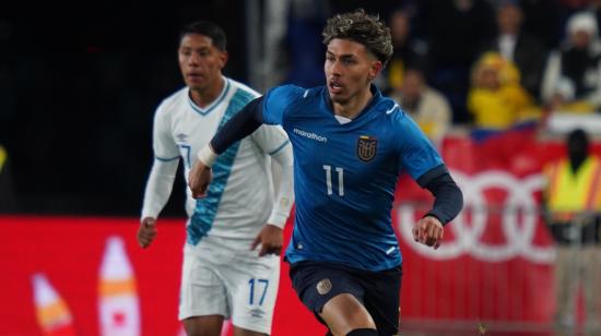 Jeremy Sarmiento, durante el partido de Ecuador ante Guatemala, el 21 de marzo de 2024.