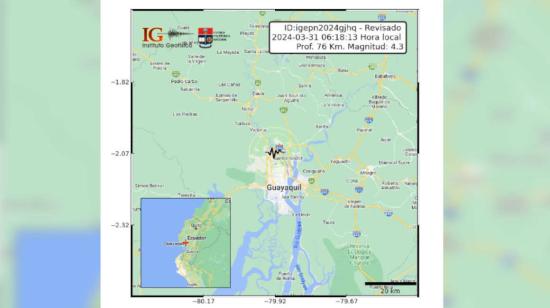 Imagen del epicentro del sismo en la provincia de Guayas, el 31 de marzo de 2024.