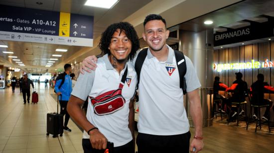 José 'Choclo' Quintero junto a Gonzalo Valle, en su arribo a Perú para medir a Universitario por Copa Libertadores.