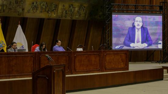 El excontralor Carlos Pólit, durante una comparecencia ante la Comisión de Fiscalización de la Asamblea, el 24 de julio de 2021.